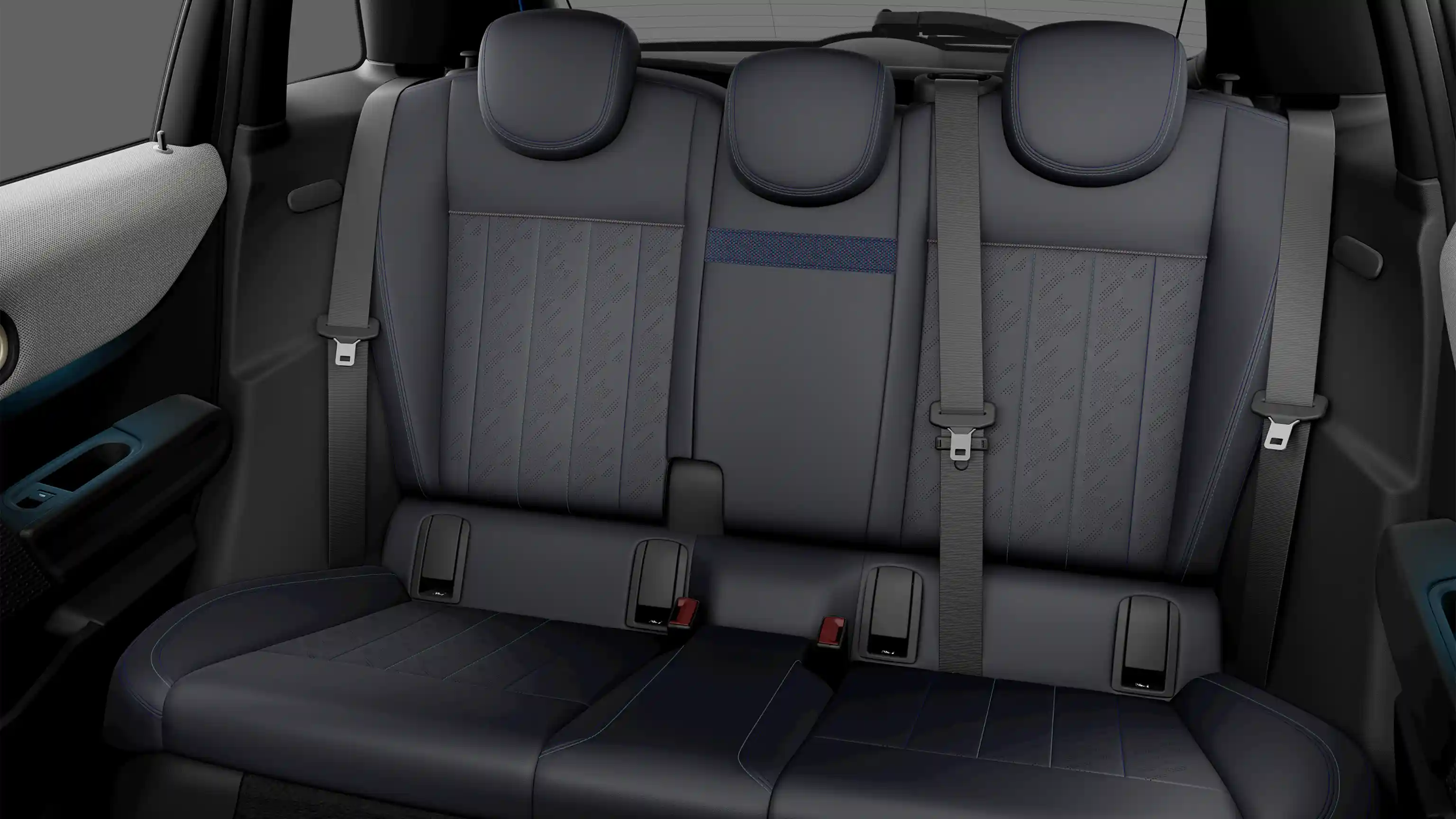 Interior view of the MINI Cooper 5-Door Classic Style with rear seats in Black/Blue - Vescin/Cloth