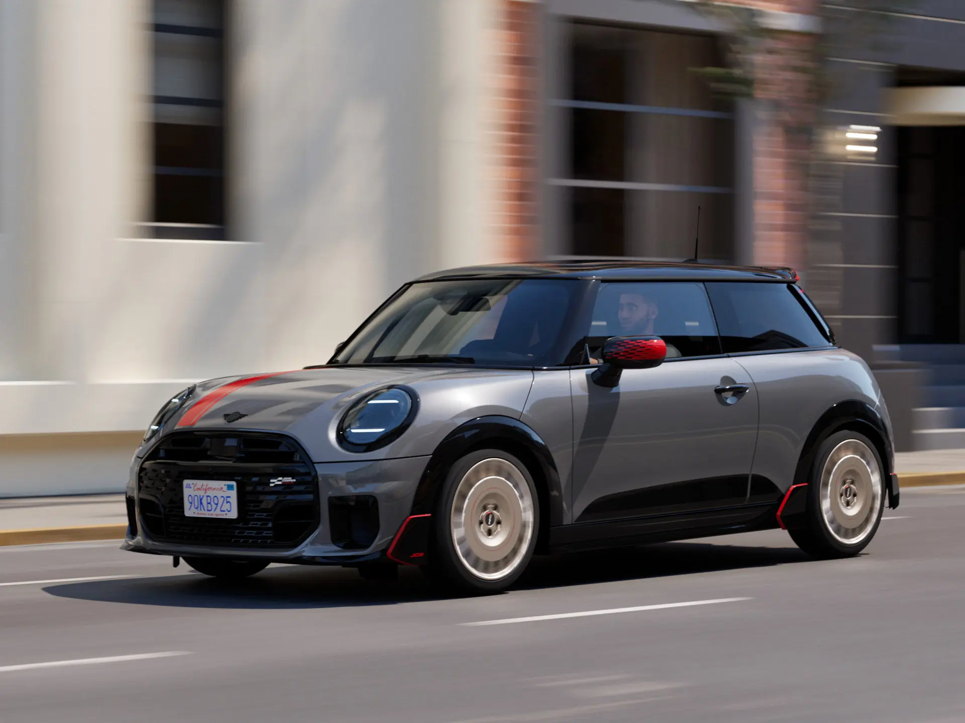 MINI Cooperを運転する男性