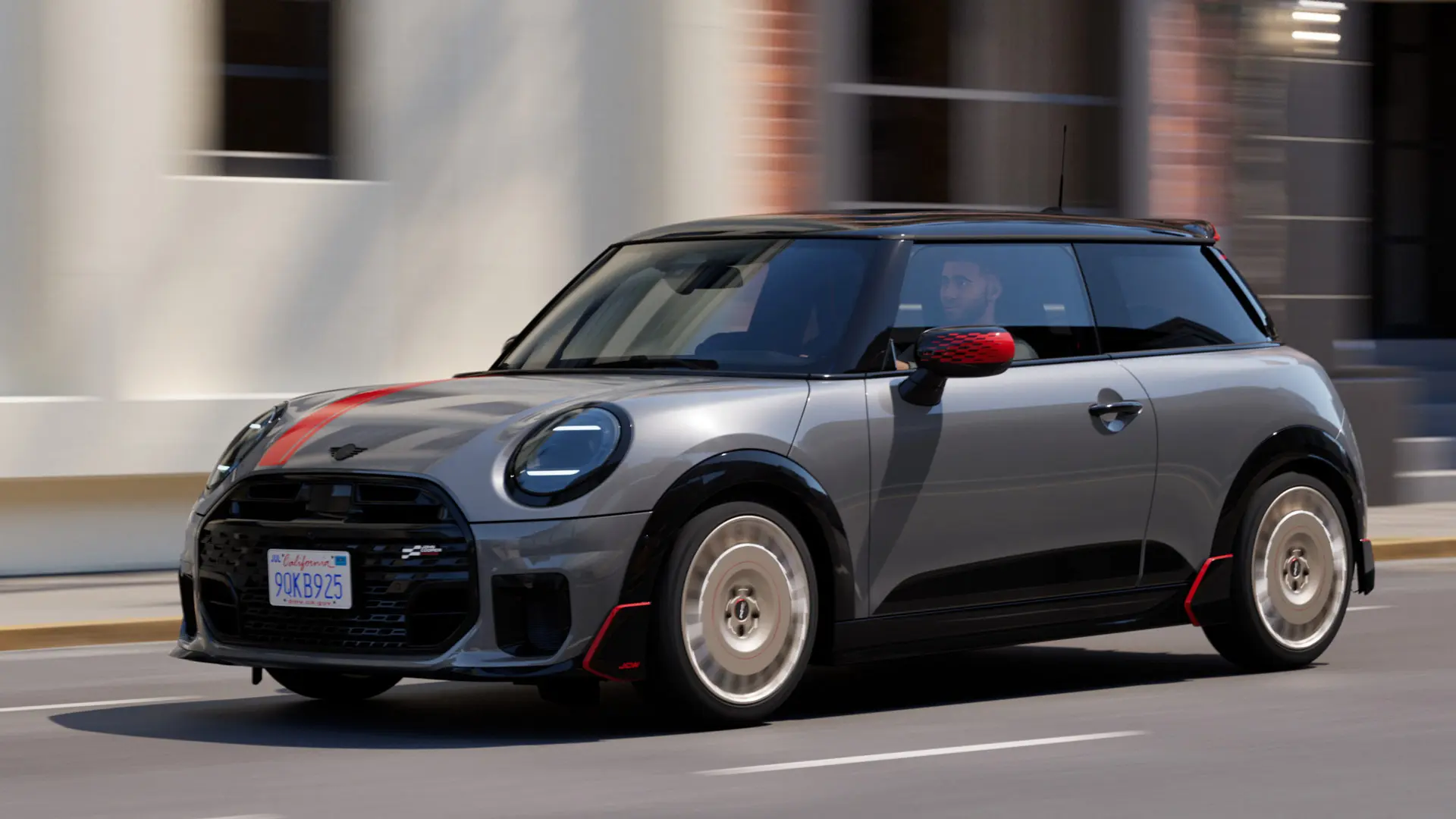 MINI Cooperを運転する男性