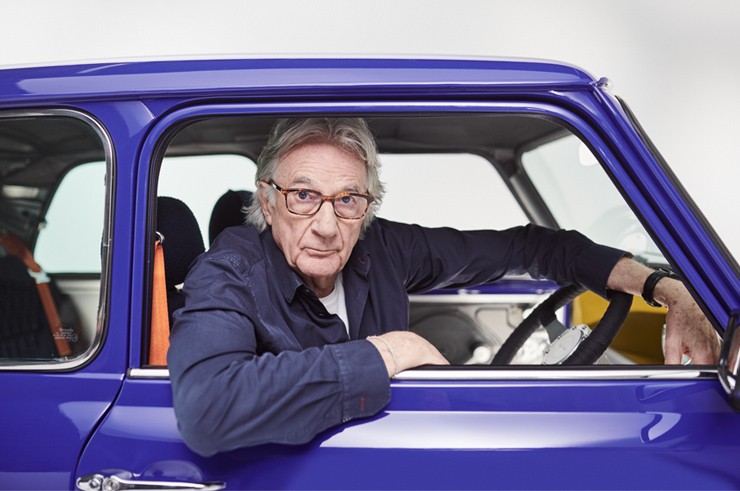 Paul Smith looking at us from the driver's seat in MINI Recharged